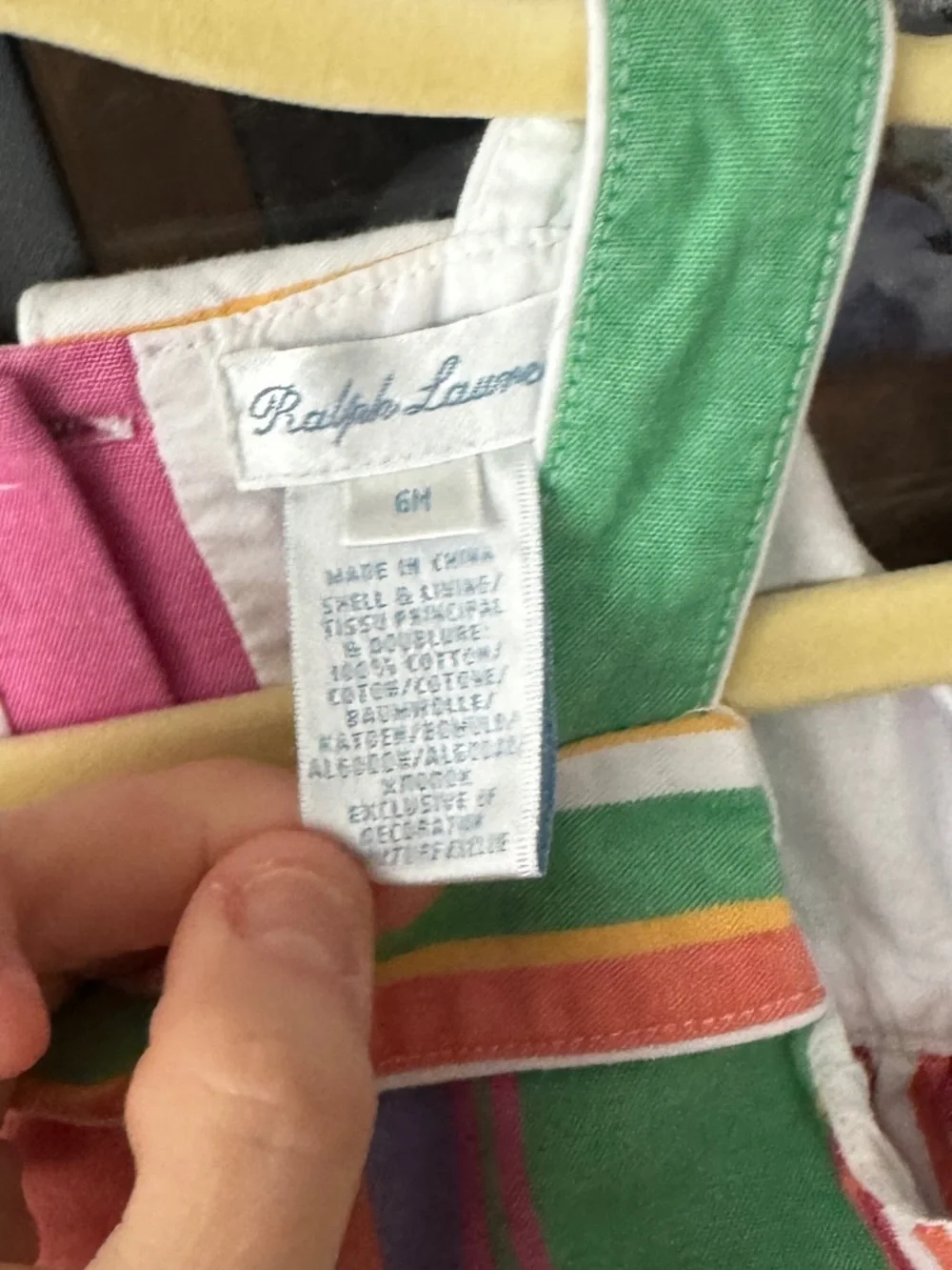 Ralph Lauren baby girl dress striped colorful cotton sleeveless embroidered logo